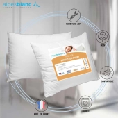 Oreiller Sensation Duvet Moelleux et Gonflant, Confort Hôtel – Enveloppe 100% Coton – Fabrication Française – Lavable – 50x70 cm