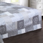 Couvre lit Courchevel Gris 230x250 + 2 taies 65x65