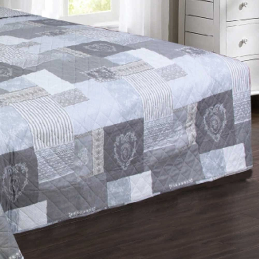 Couvre lit Courchevel Gris 230x250 + 2 taies 65x65