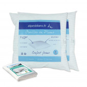 Pack 4 pièces avec 2 oreiller plume + 2 sous-taies coton