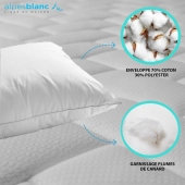 Pack 4 pièces : 2 Oreillers Naturels en Plume + 2 sous taies Coton - Fabrication Française – Anallergique – Confort moelleux