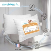 Pack 4 pièces : 2 oreillers Sensation Duvet + 2 sous-taies coton – Fabrication française – Confort et douceur – Lavables