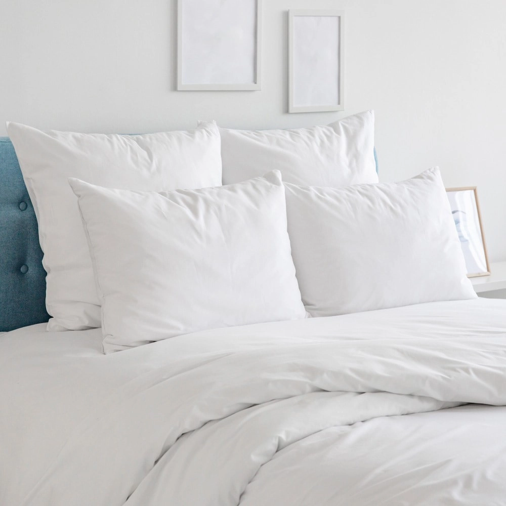 Pack 4 pièces : 2 oreillers Sensation Duvet + 2 sous-taies coton – Fabrication française – Confort et douceur – Lavables