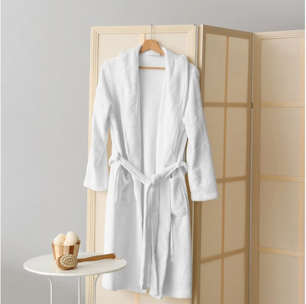 Peignoir de bain à col châle 70% coton et 30% bambou 450 g/m² - Doux et ultra-absorbant – hypoallergénique – Coupe mixte