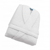 Peignoir de bain à Col Châle coton et bambou blanc plié vue oblique