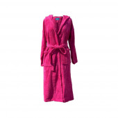 Peignoir a capuche bambou fuchsia déplié