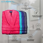 Peignoir de bain à col châle 70% coton et 30% bambou 450 g/m² - Doux et ultra-absorbant – hypoallergénique – Coupe mixte