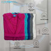 Caractéristiques peignoirs capuches 100 % coton Alpes Blanc