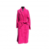peignoir mixte col châle fuchsia déplié 100% coton