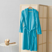 peignoir bleu canard col châle Homme Femme Alpes Blanc sur cintre