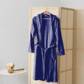 peignoir bleu marine col châle Homme Femme Alpes Blanc sur cintre