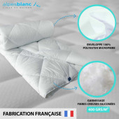 Composition couette lavable 95° Fabriquée en France Alpes Blanc 240x260 cm