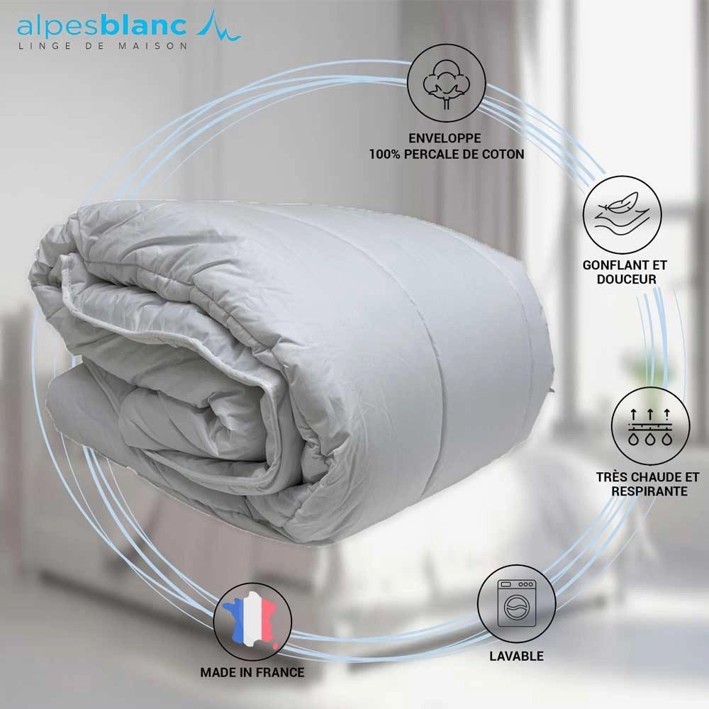 Couette hiver super chaude 500 g/m² - Fabrication française - Garnissage synthétique fibre creuse – Lavable en machine