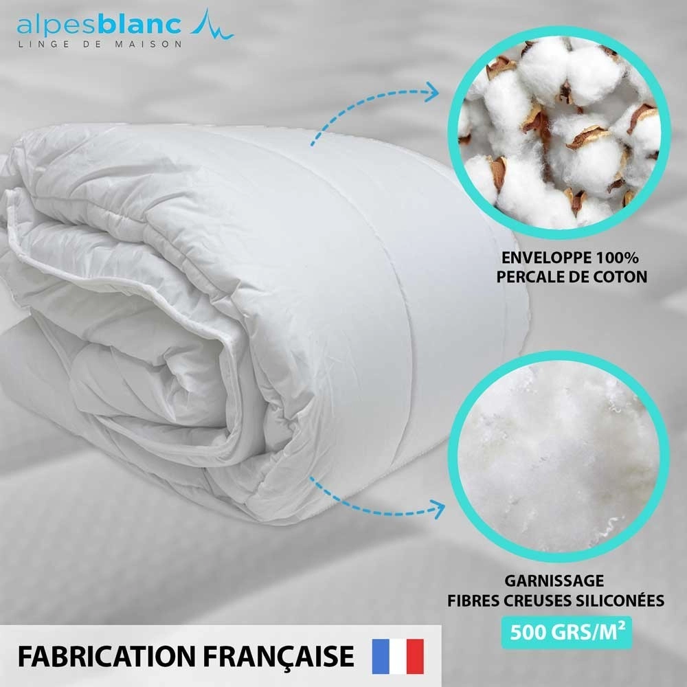 Couette hiver super chaude 500 g/m² - Fabrication française - Garnissage synthétique fibre creuse – Lavable en machine