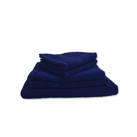 Lot de 5 Grandes Serviettes Eponge 600 g/m²  100 % coton - Bleu Monaco