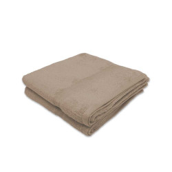 Lot de 2 Serviettes / draps de bain Eponge 600 g/m²  100 % coton Taupe