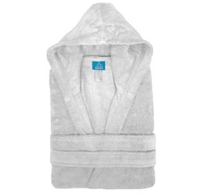 Peignoir capuche qui ressort coton et bambou blanc