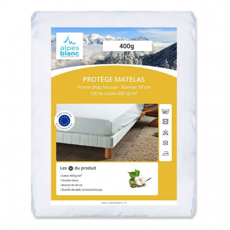 protège matelas 400 grammes avec encart fabrication européenne