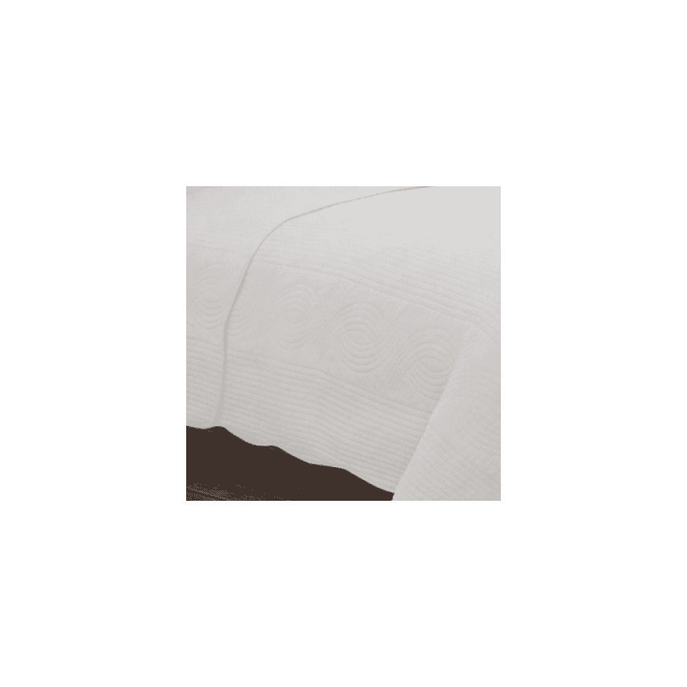 Couvre lit blanc 2 personnes 230x250 cm + 2 taies - Boutis 100% coton - Piquage en vagues