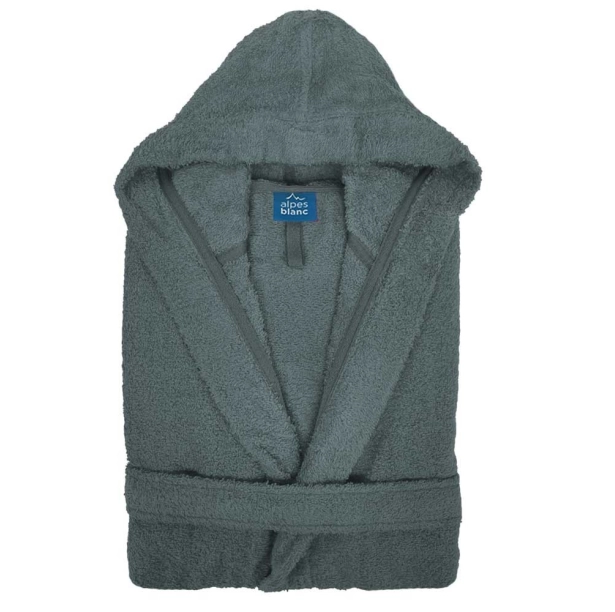 Peignoir de bain mixte à capuche 100% coton éponge bouclette 450g/m² - Absorbant, doux et confortable – Ceinture et poches