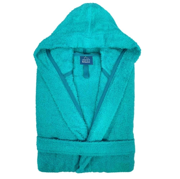 Peignoir de bain mixte à capuche 100% coton éponge bouclette 450g/m² - Absorbant, doux et confortable – Ceinture et poches
