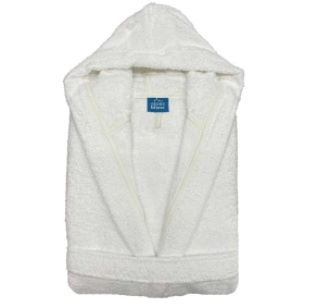 Peignoir capuche mixte 100% coton 450g blanc