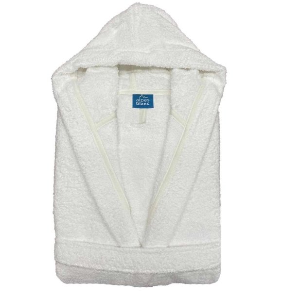 Peignoir de bain mixte à capuche 100% coton éponge bouclette 450g/m² - Absorbant, doux et confortable – Ceinture et poches