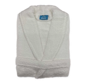 peignoir de bain col châle mixte 100% coton Alpes Blanc coloris blanc