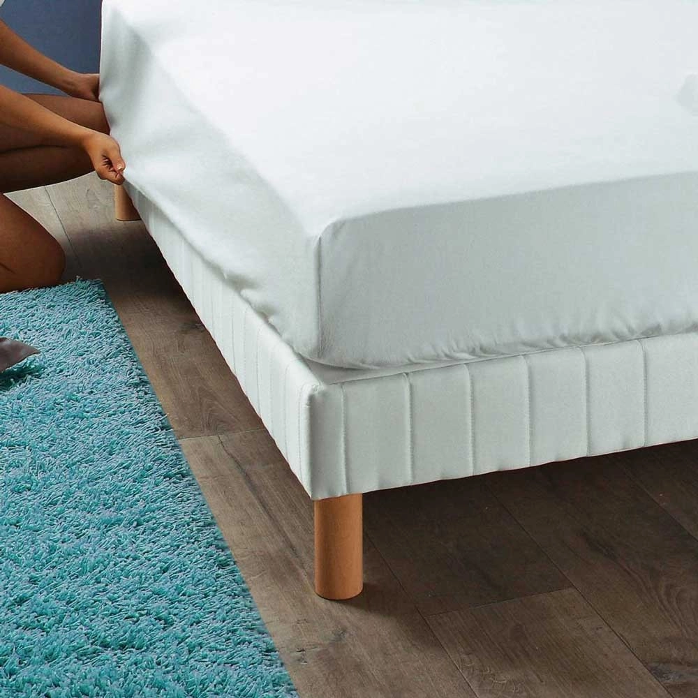 Protège matelas 100 % coton 160x200 cm - Molleton doux 200g/m², forme drap housse, bonnet 30 cm, respirant, anti-rétrécissement