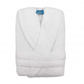 Peignoir de bain Col Châle coton et bambou blanc plié vue de face