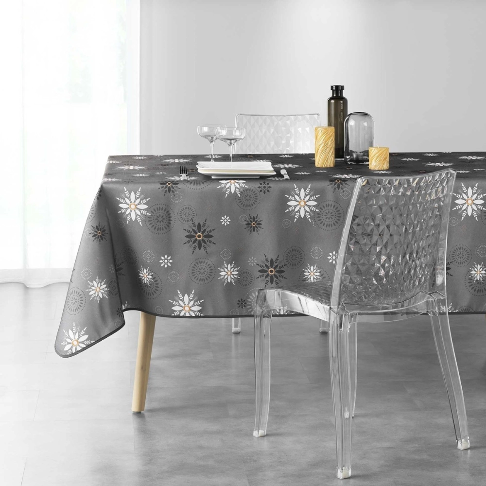 Nappe anti tâches rectangle Enchanté anthracite 150x240 cm