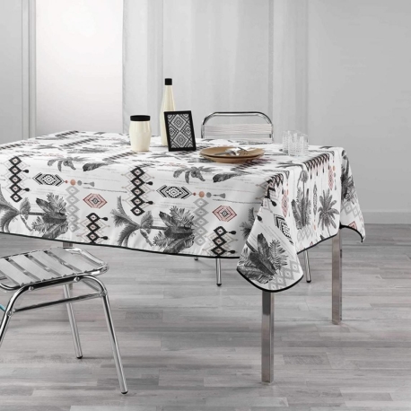 Nappe Rectangle 150x240 Cm Douceur D'Intérieur Artchic Anthracite - Polyester Imprimé Anti-Tache
