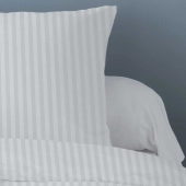 Housses de Couette Unies rayées Pur Satin de Coton 78 fils + 2 taies 65x65 cm – Doux et Respirant – Finition Boutons