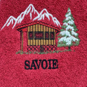 Zoom torchons ronds coton rouge chalet