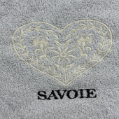 Zoom torchons ronds coton gris coeur