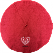 Torchons ronds coton rouge coeur à plat