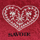 Zoom torchons ronds coton rouge coeur