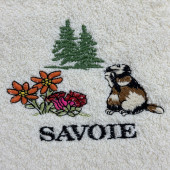 Zoom Torchons ronds coton beige marmottes