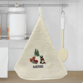 Torchons ronds coton beige marmottes dans la cuisine