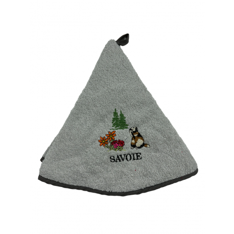 Torchons ronds coton gris marmottes