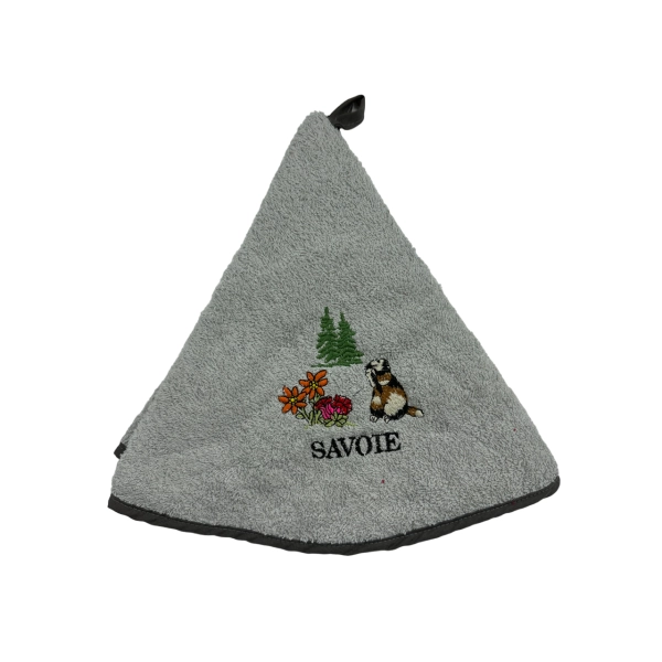 Torchons ronds coton gris marmottes