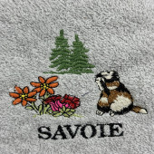 Zoom Torchons ronds coton gris marmottes