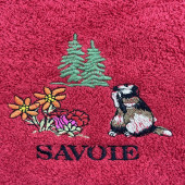 Zoom Torchons ronds coton rouge marmottes