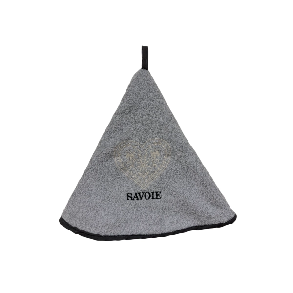 Torchons ronds coton gris coeur