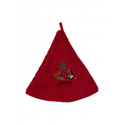 Torchons ronds coton rouge marmottes