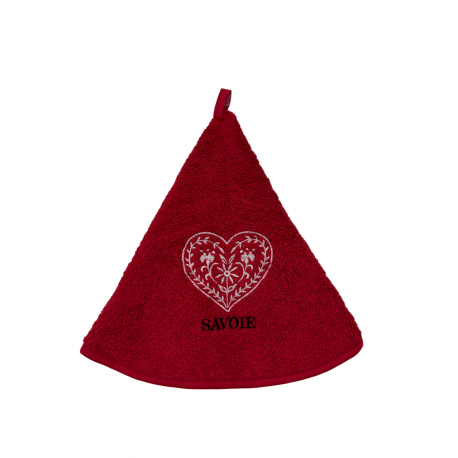 Torchons ronds coton rouge coeur