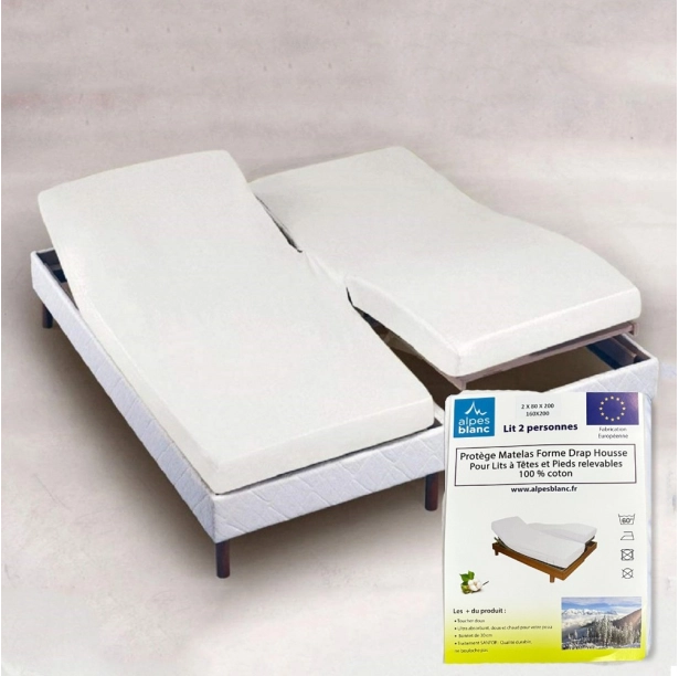 Protège-Matelas Coton 200 g/m² TPR – Spécial Lit Électrique, Respirant, Confortable et Résistant pour Protection Literie Durable
