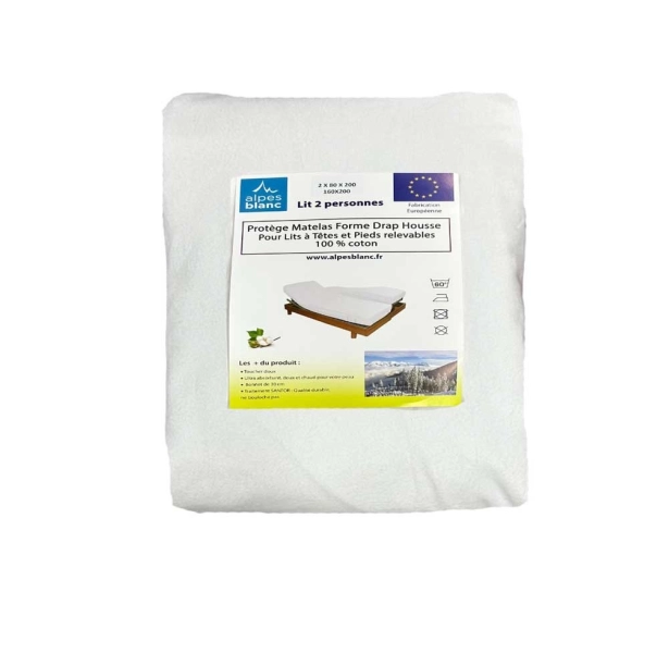 Protège-Matelas Coton 200 g/m² TPR – Spécial Lit Électrique, Respirant, Confortable et Résistant pour Protection Literie Durable
