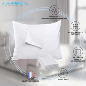 Lot de 2 sous-taies oreillers 100% Coton imperméables - Fermeture Éclair - Lavage à 40°