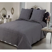 Couvre lit 2 personnes Plaisance 230x250 cm - Boutis coton haut de gamme pour lit double avec 2 taies pour une chambre élégante